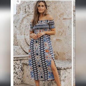 Bohemian Off-Shoulder Maxi Dress